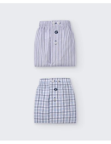 Pack de 2 bóxers de tela para hombre 100% algodón - Pack 174 | Giulio