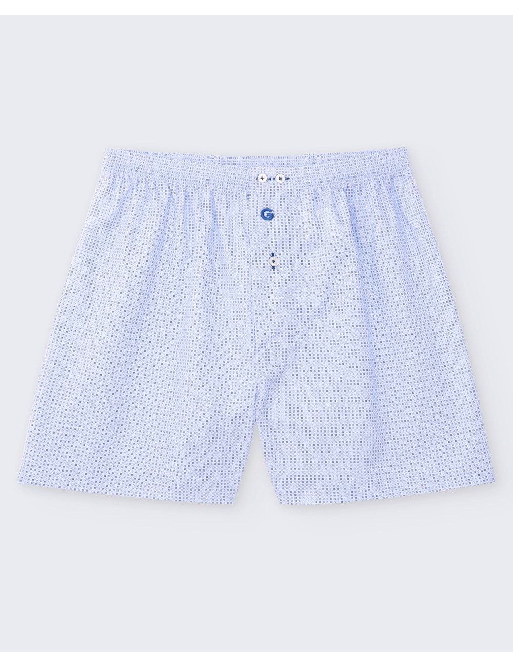Men’s Swing 100% Cotton Woven Boxer - Light Blue Micro Print | Giulio