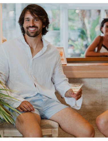 Men’s Swing 100% Cotton Woven Boxer - Light Blue Micro Print | Giulio