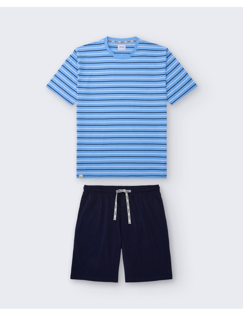 Men’s Short Striped Pajama Set | Knit Summer Sleepwear | Giulio