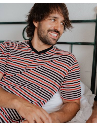 Men’s Short Striped Pajama Set | Knit Summer Sleepwear | Giulio
