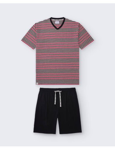 Men’s Short Striped Pajama Set | Knit Summer Sleepwear | Giulio