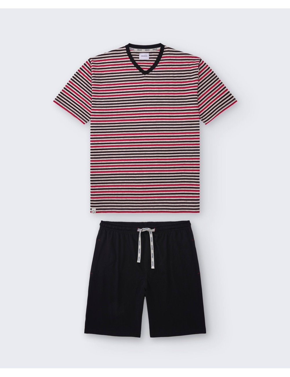 Men’s Short Striped Pajama Set | Knit Summer Sleepwear | Giulio