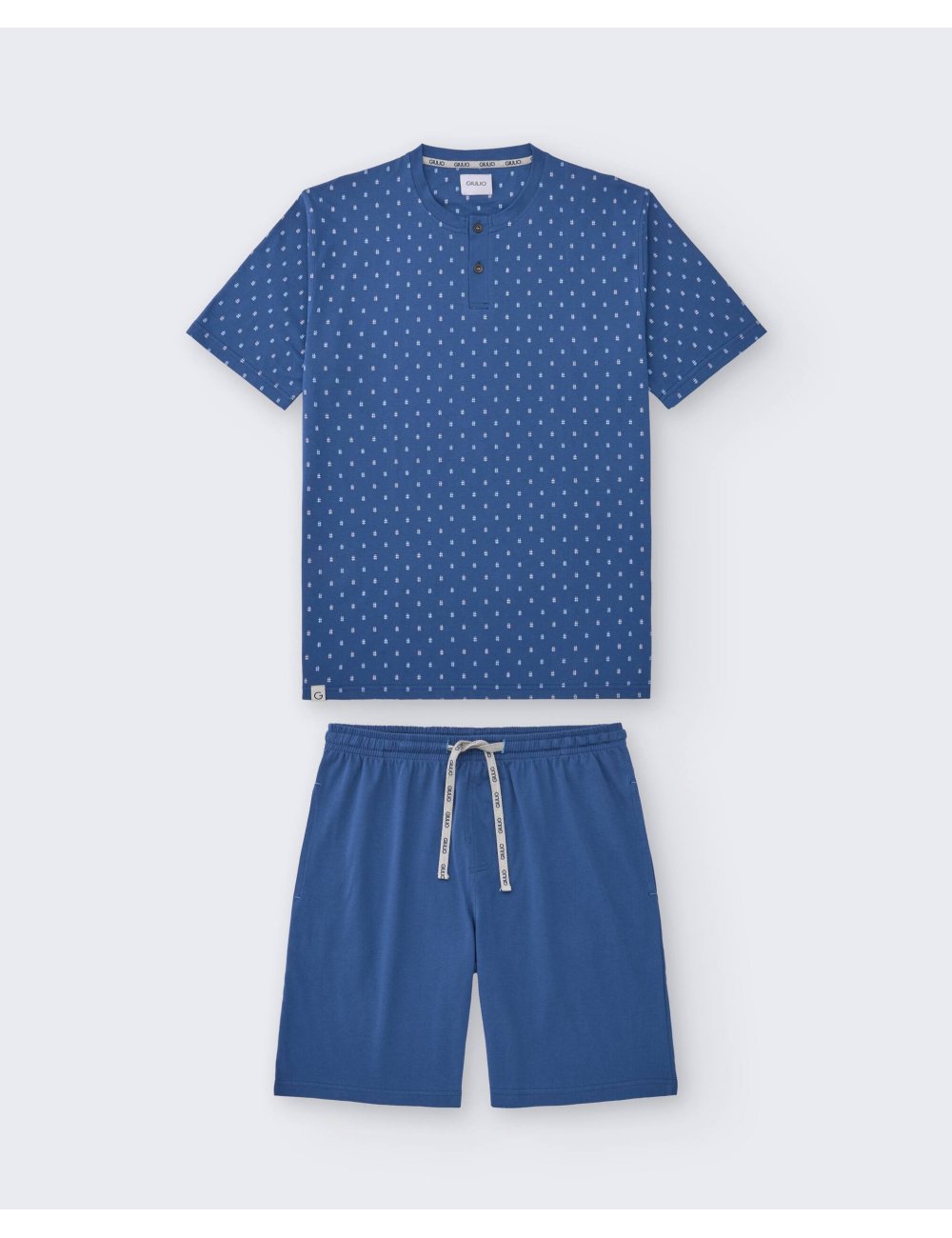 Men’s Short Printed Pajama Set | Knit Summer Sleepwear | Giulio