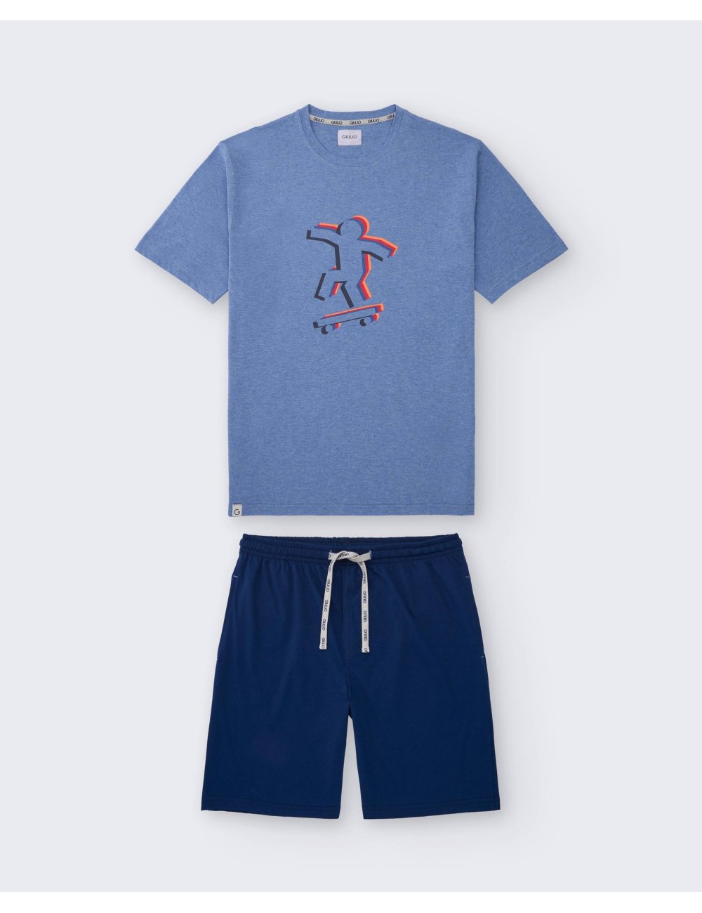 Men’s Short Printed Pajama Set | Knit Summer Sleepwear | Giulio