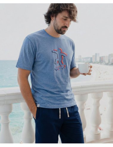 Men’s Short Printed Pajama Set | Knit Summer Sleepwear | Giulio