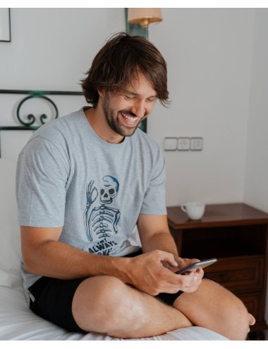 Men’s Short Printed Pajama Set | Knit Summer Sleepwear | Giulio