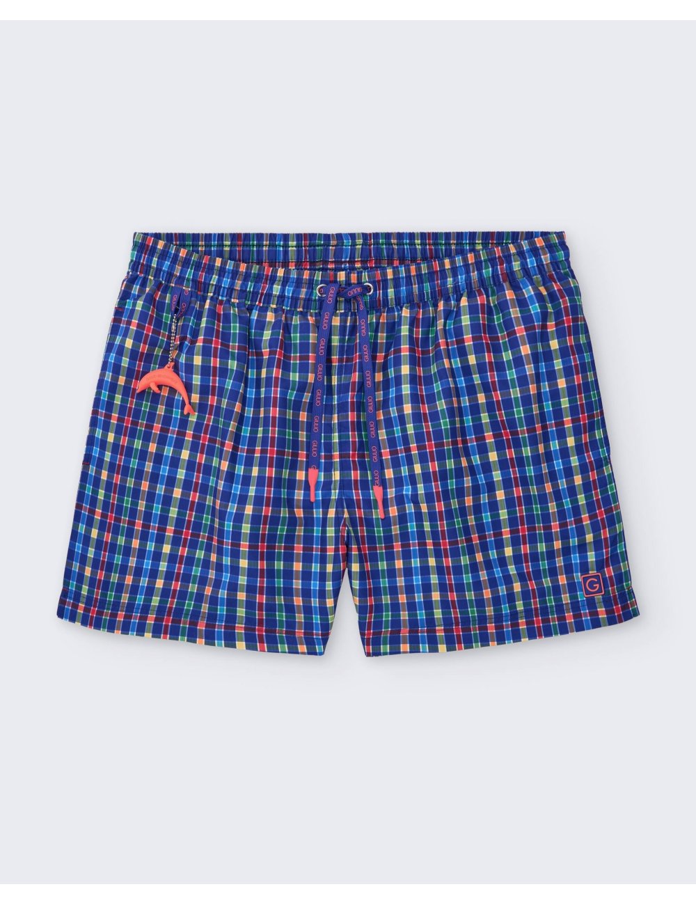 Heavy Men’s Polyester Swimsuit with multicolor check pattern | Giulio