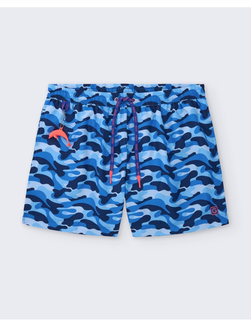 Bañador Hombre Poliéster Azul con Estampado de Camuflaje Grunge| Giulio