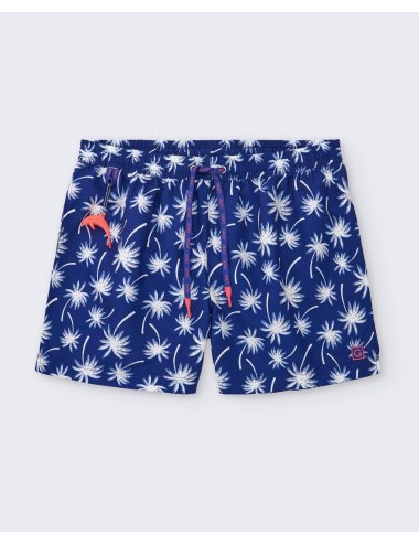 Palmer Men’s Polyester Swimsuit with palms print | Color Blue | Giulio