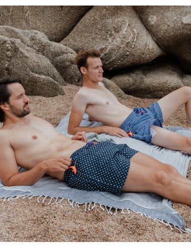 Men’s Blue Printed Nylon Swimsuit | Ultra Fast Dry | Giulio