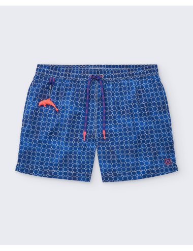 Men’s Blue Printed Nylon Swimsuit | Ultra Fast Dry | Giulio