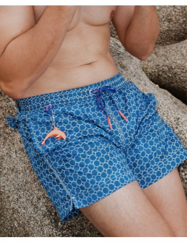 Men’s Blue Printed Nylon Swimsuit | Ultra Fast Dry | Giulio