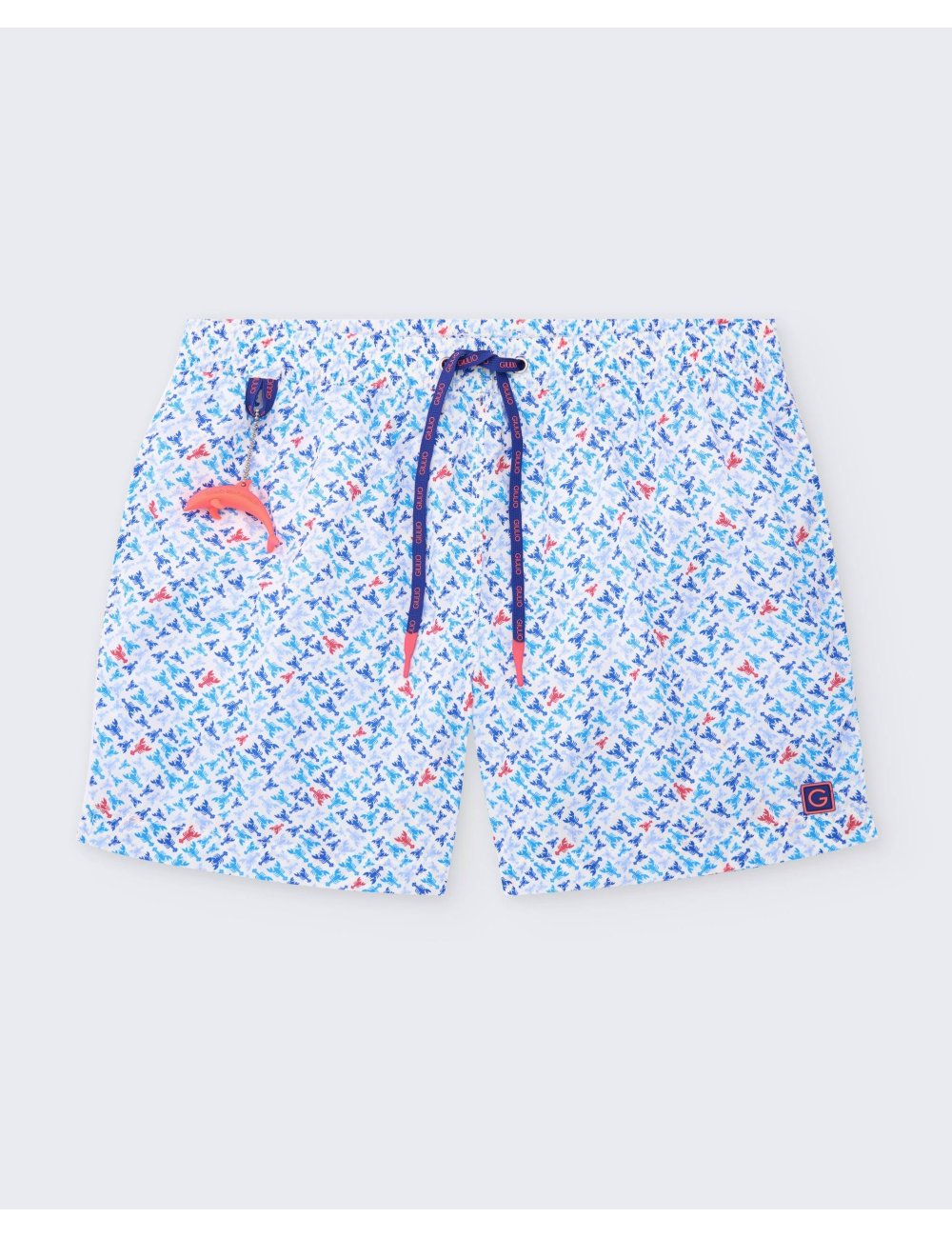 Bañador Hombre Nylon Estampado Langostas Azul y Blanco Hard | Secado Rápido | Giulio