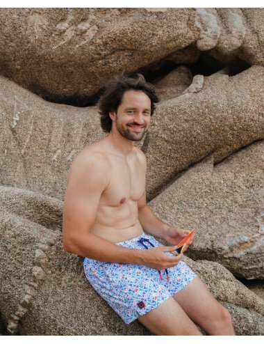 Men’s Lobster Print Nylon Swimsuit | Ultra Fast Dry  | Giulio