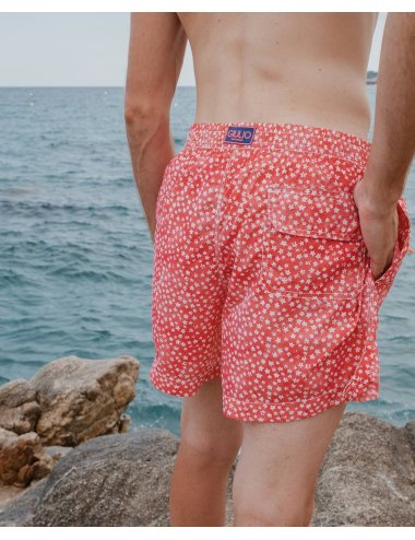 Bañador Hombre Nylon Estampado Flores Rojo Rock | Secado Rápido | Giulio