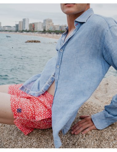 Men’s White Flower Print Nylon Swimsuit | Ultra Fast Dry  | Giulio