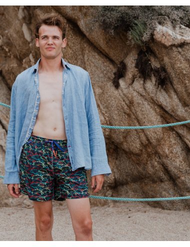 Men’s White Flower Print Doplhin Swimsuit | Ultra Fast Dry  | Giulio