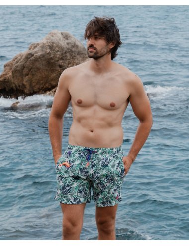 Men’s tropical swimsuit with large print leaves| Ultra Fast Dry  | Giulio