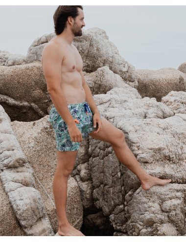 Men’s tropical swimsuit with large print leaves| Ultra Fast Dry  | Giulio