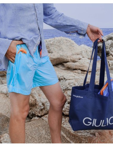 Men’s Light Blue Swimsuit – Quick Dry Nylon | Giulio